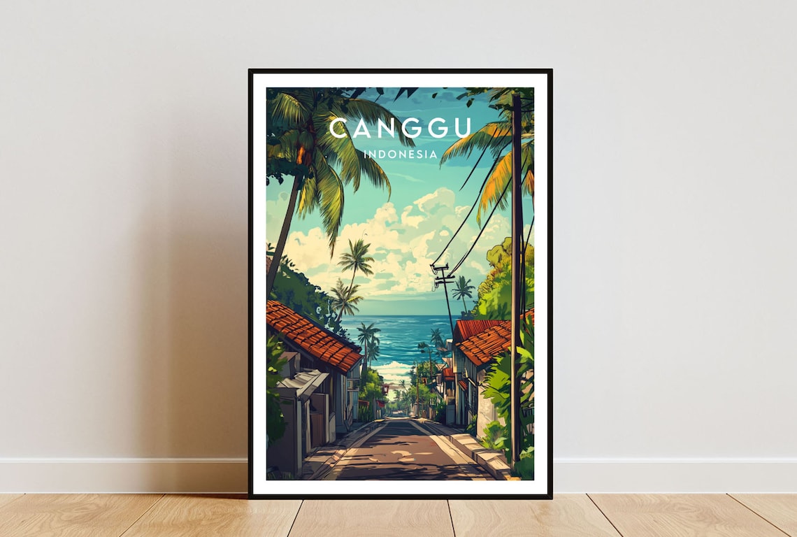 Canggu Travel Poster, Bali Indonesia Place Art