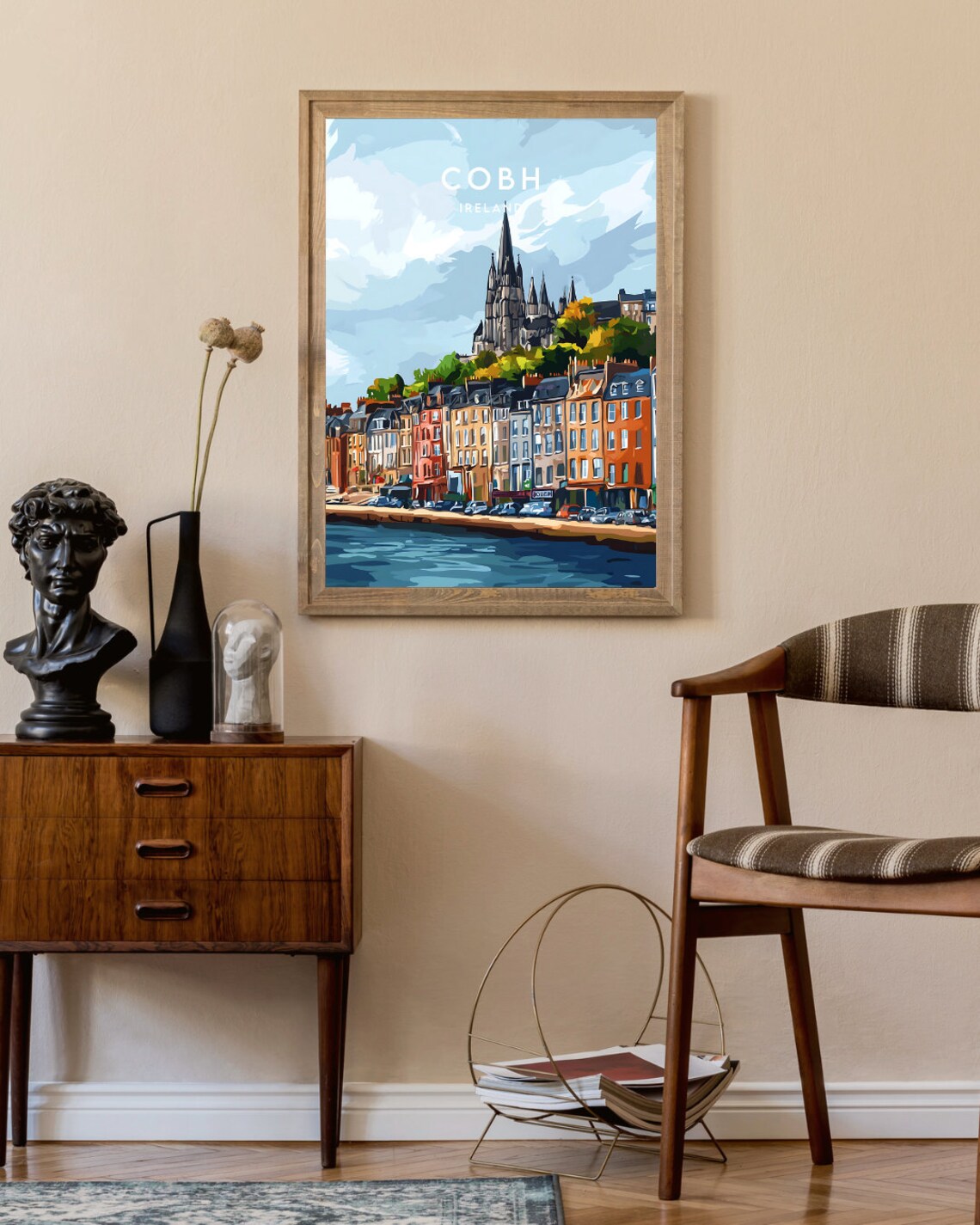 Cobh Ireland Colorful Waterfront Cathedral Travel Art Poster - Image 2