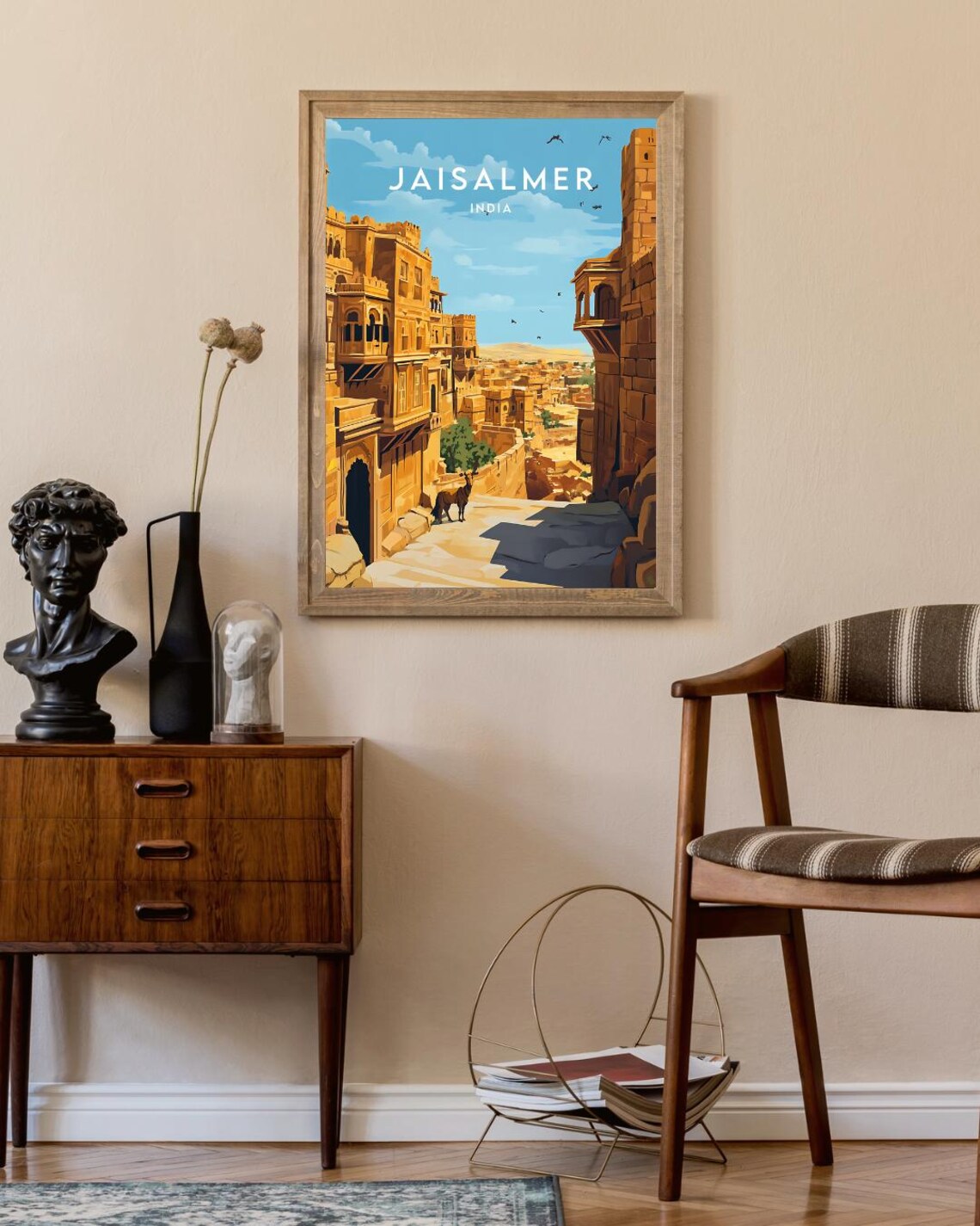 Jaisalmer India Golden Sandstone Haveli Desert Vintage Travel Poster - Image 2