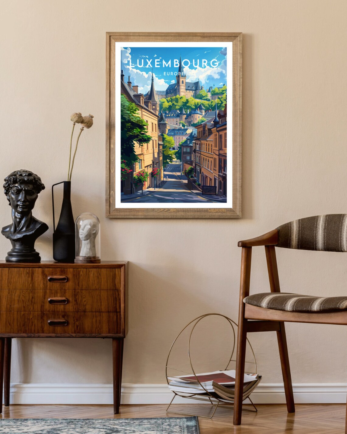 Luxembourg Europe Historic Old Town Street Church Towers Poster - Image 2