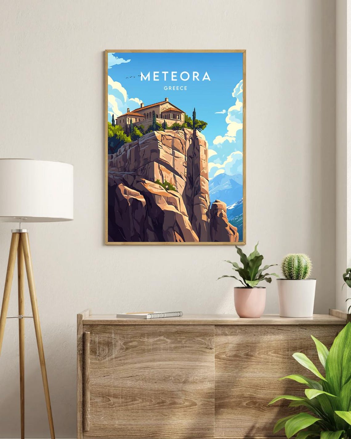 Meteora Greece Monastery Perched On Rock Pillar Travel Poster - Image 3