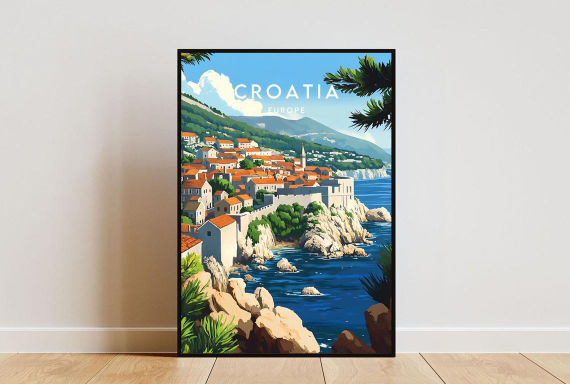 Croatia Travel Print Europe Europe Poster Croatia Poster Travel Wall Art Croatia Print Croatia Wall Art Dubrovnik Poster Split Vis