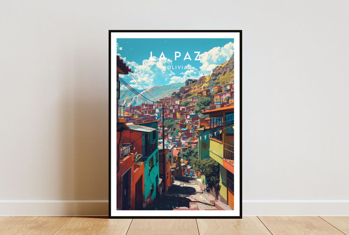 La Paz Travel Print Bolivia La Paz Poster Bolivia Poster Travel Wall Art Bolivia Print La Paz South America Bolivian La Paz Print