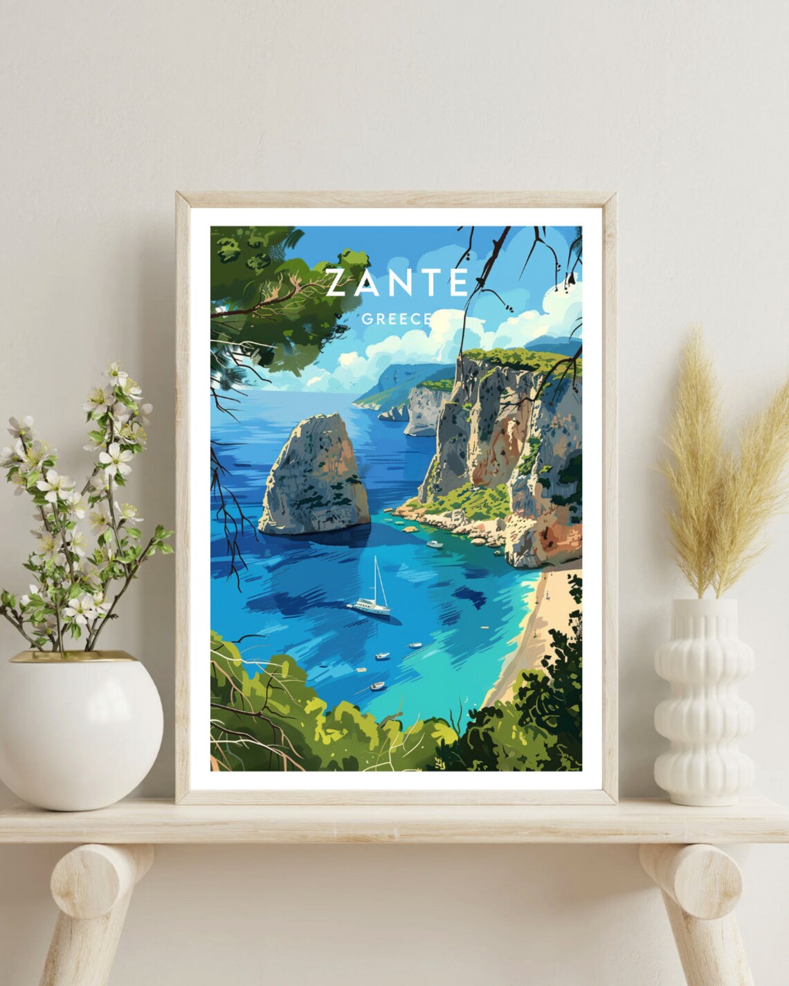Zante Travel Poster, Greece Europe Wall Art - Image 4