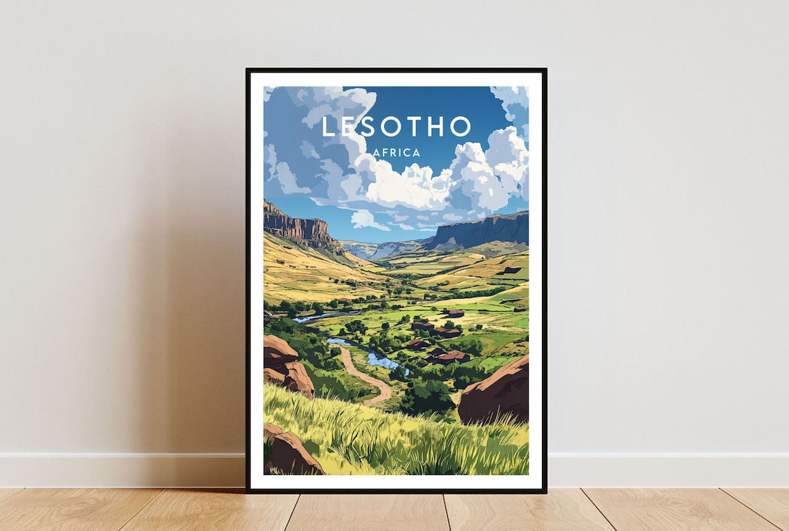 Lesotho Travel Print Africa Lesotho Poster Africa Poster Travel Wall Art Africa Print Lesotho Wall Art Lesotho Africa Wall Art