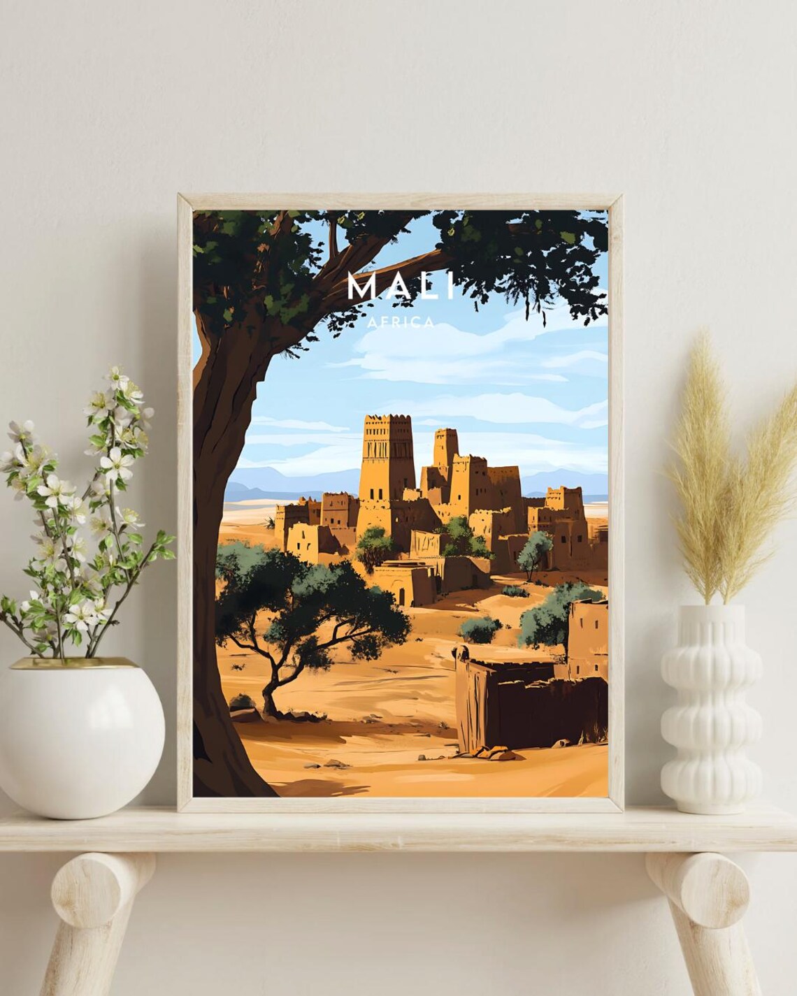 Mali Africa Mud Brick Desert Village Golden Savanna Travel Poster - Image 4