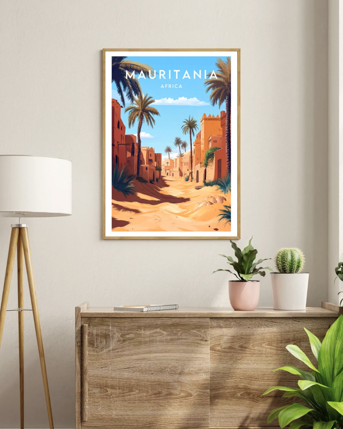 Mauritania Desert Old Town Sandy Street Palms Africa Travel Poster - Image 3