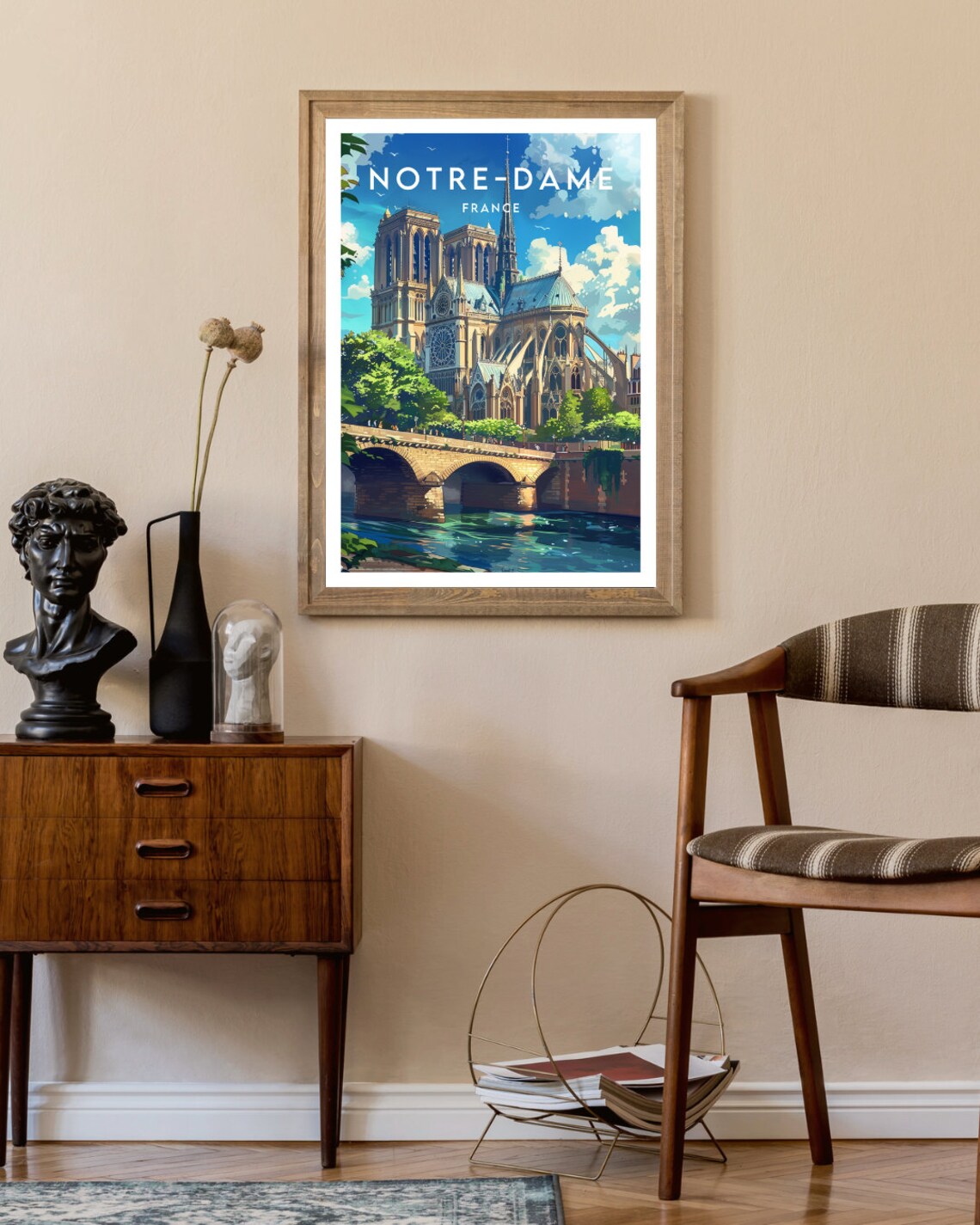 Notre Dame Vintage Travel Poster, France Wall Art - Image 2