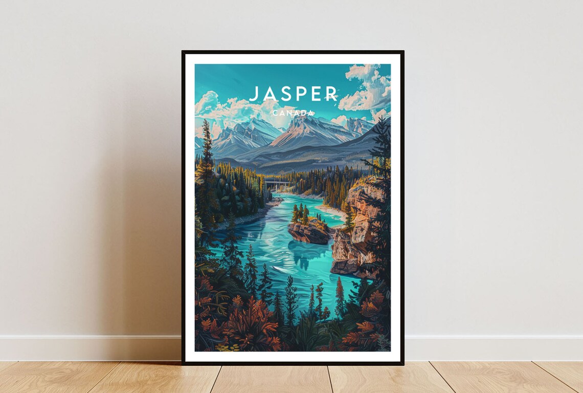 Jasper Travel Poster, Canada Landscape Wall Art