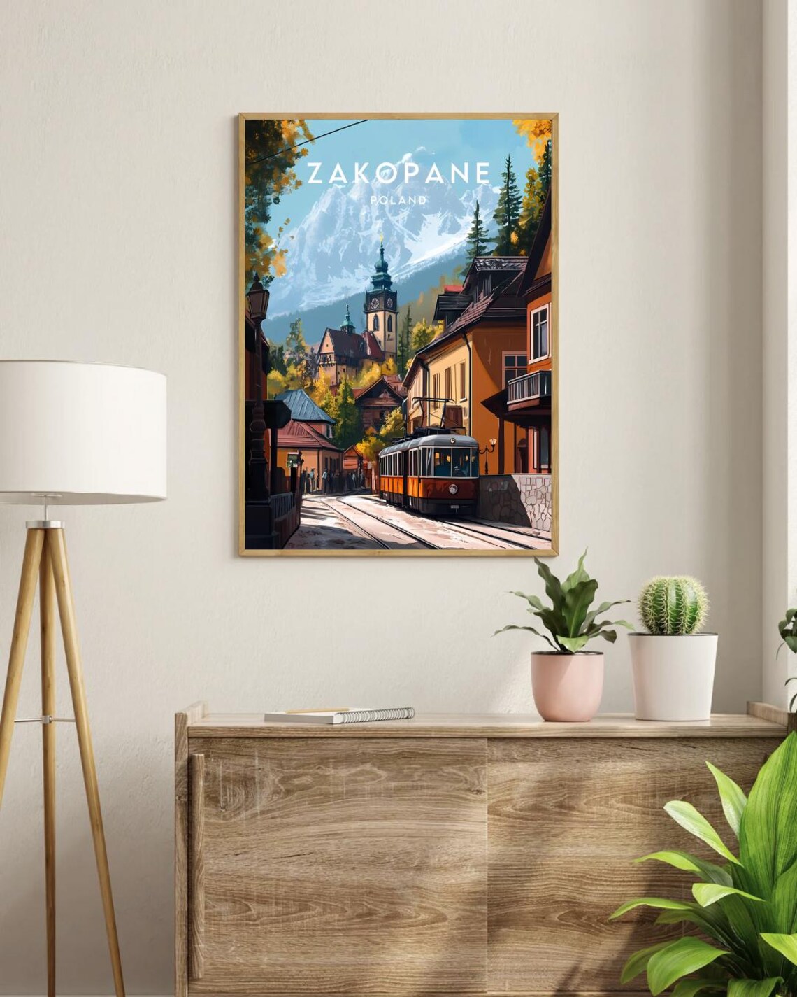 Zakopane Poland Alpine Mountain Town Street Tram Travel Poster - Image 3