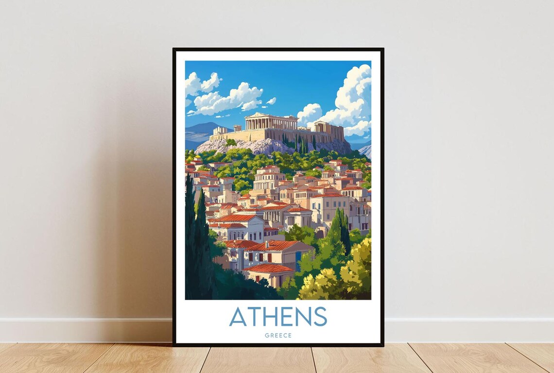 Athens Greece Acropolis Parthenon Ancient City Travel Art Poster