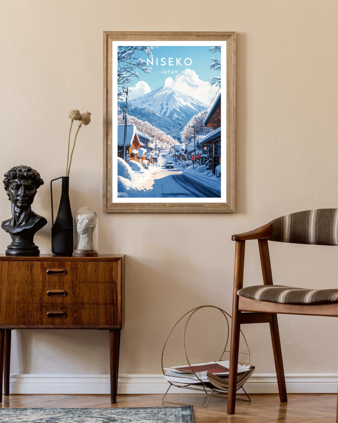 Niseko Japan Snowy Winter Street Mountain View Travel Poster - Image 2