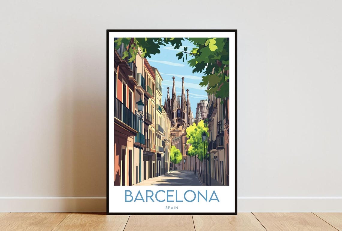 Barcelona Travel Print Spain Barcelona Poster Spain Poster Travel Wall Art Spain Print Spain Wall Art Europe Print Barcelona Print