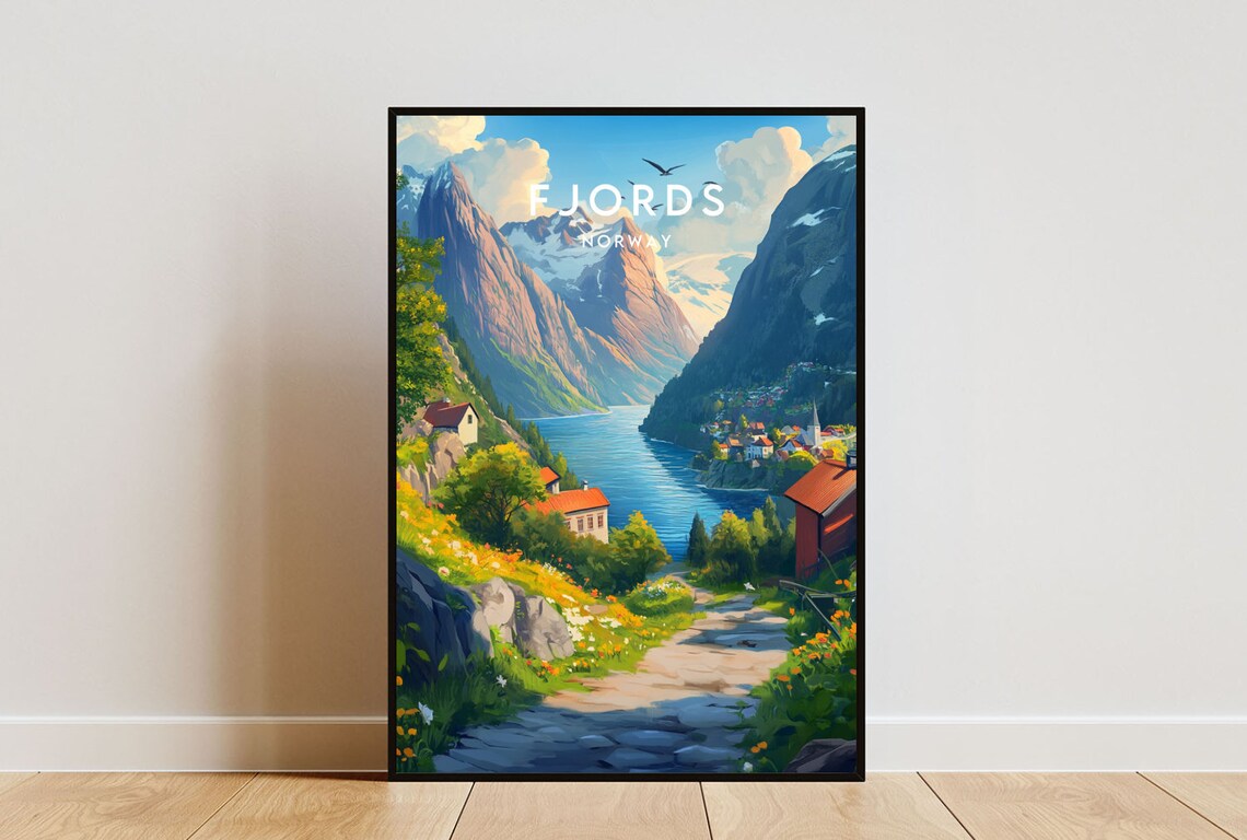 Fjords Travel Poster, Norway and Scandinavia