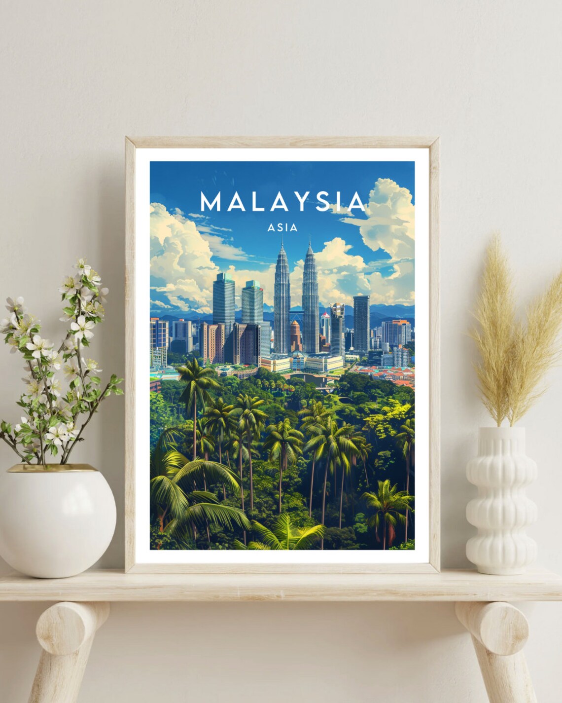 Malaysia Asia Kuala Lumpur Skyline Twin Towers Travel Art Poster - Image 4