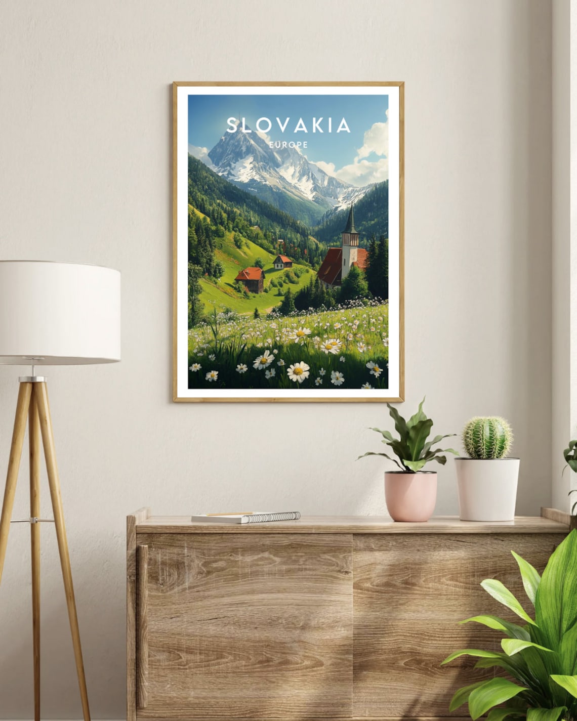 Slovakia Alpine Meadow Church Snow Peak Europe Travel Poster - Image 3
