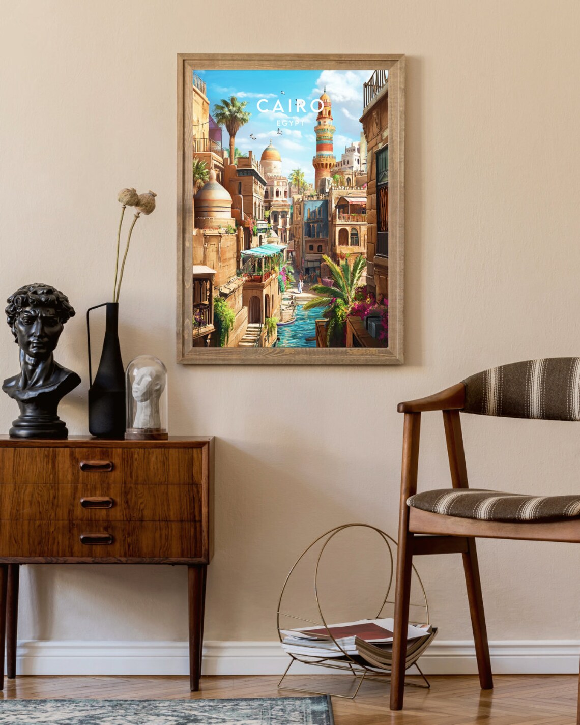 Cairo Egypt Historic Minarets Canal Palms Old City Travel Poster - Image 2