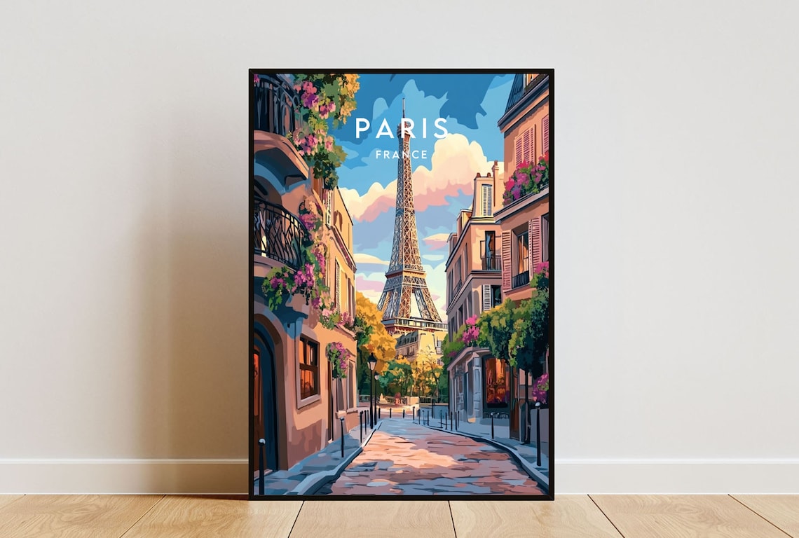 Paris Travel Poster, France Europe Wall Art