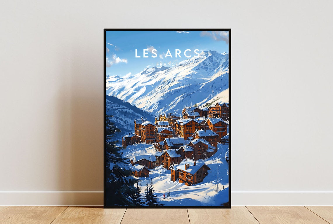 Les Arcs Travel Print France Les Arcs Poster France Poster Travel Wall Art France Print France Europe Les Arcs Print Skiing Art