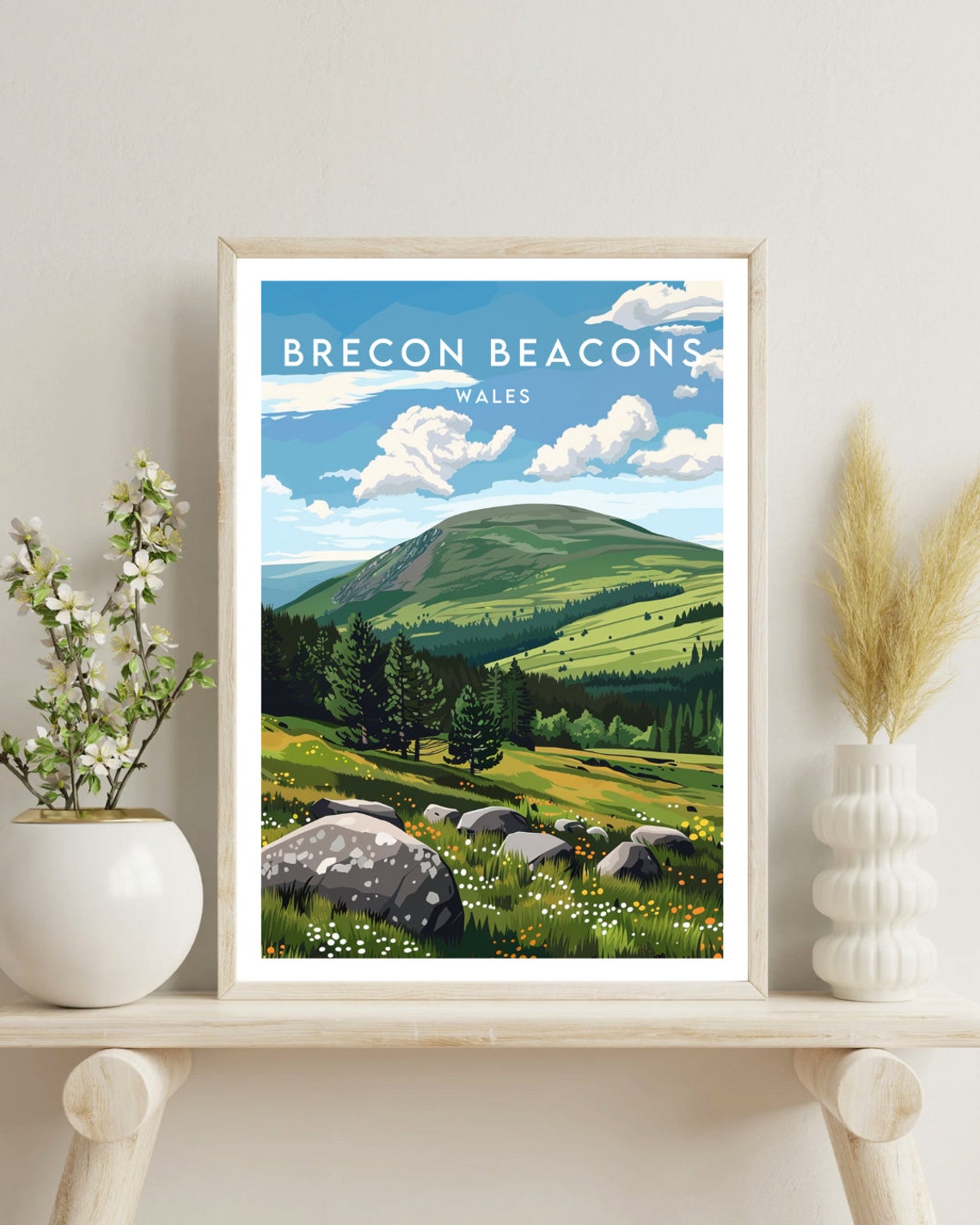 Brecon Beacons Wales Green Hills Wildflower Meadow Hiking Poster - Image 4