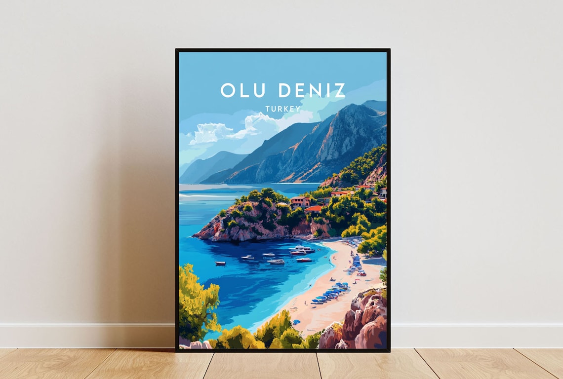 Oludeniz Turkey Blue Lagoon Beach Mountain Bay Scenic Poster