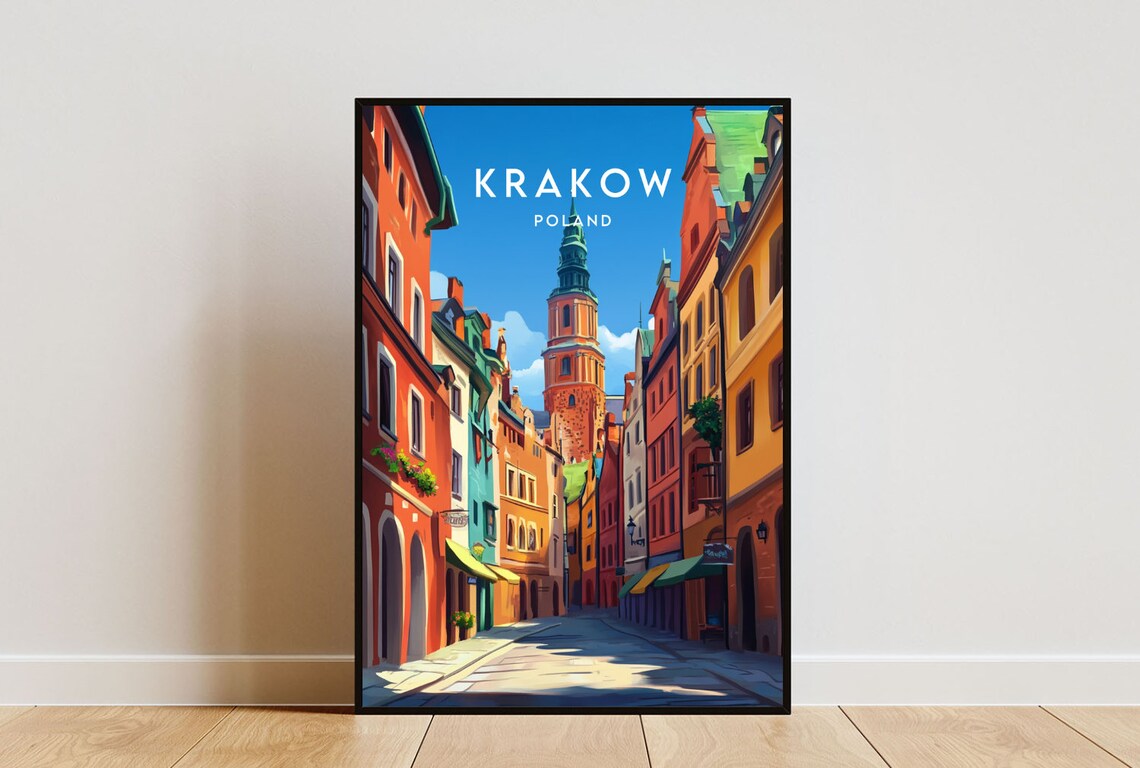 Krakow Travel Poster, Poland European Wall Art