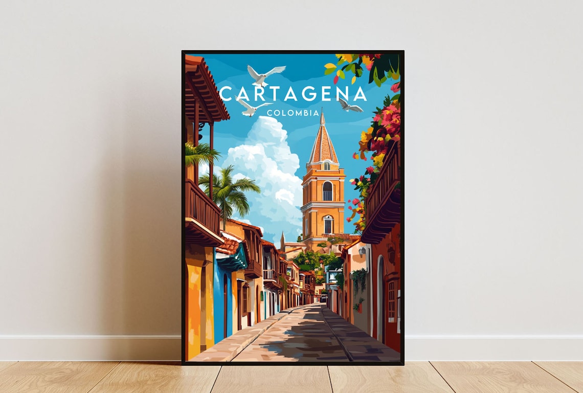 Cartagena Travel Poster, Colombia South America