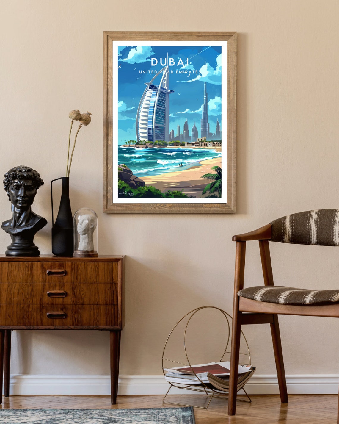 Dubai Burj Al Arab Beach Skyline UAE Coast Lights Travel Poster - Image 2
