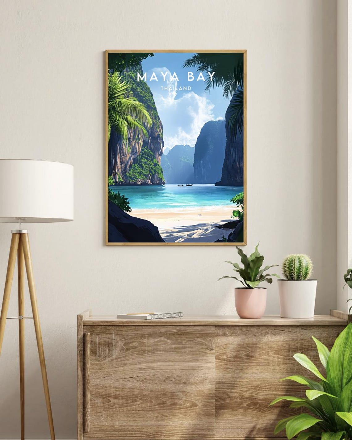 Maya Bay Thailand Limestone Cliffs Turquoise Beach Travel Poster - Image 3
