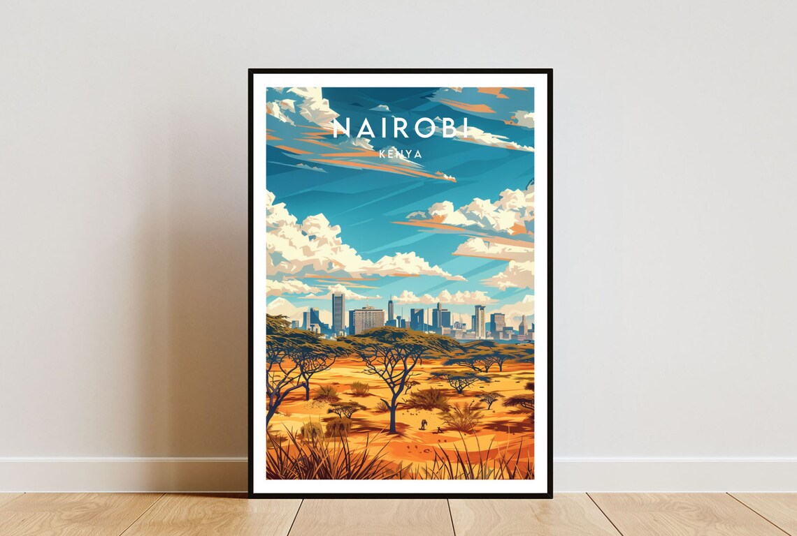 Nairobi Travel Poster, Kenya Wall Art Print