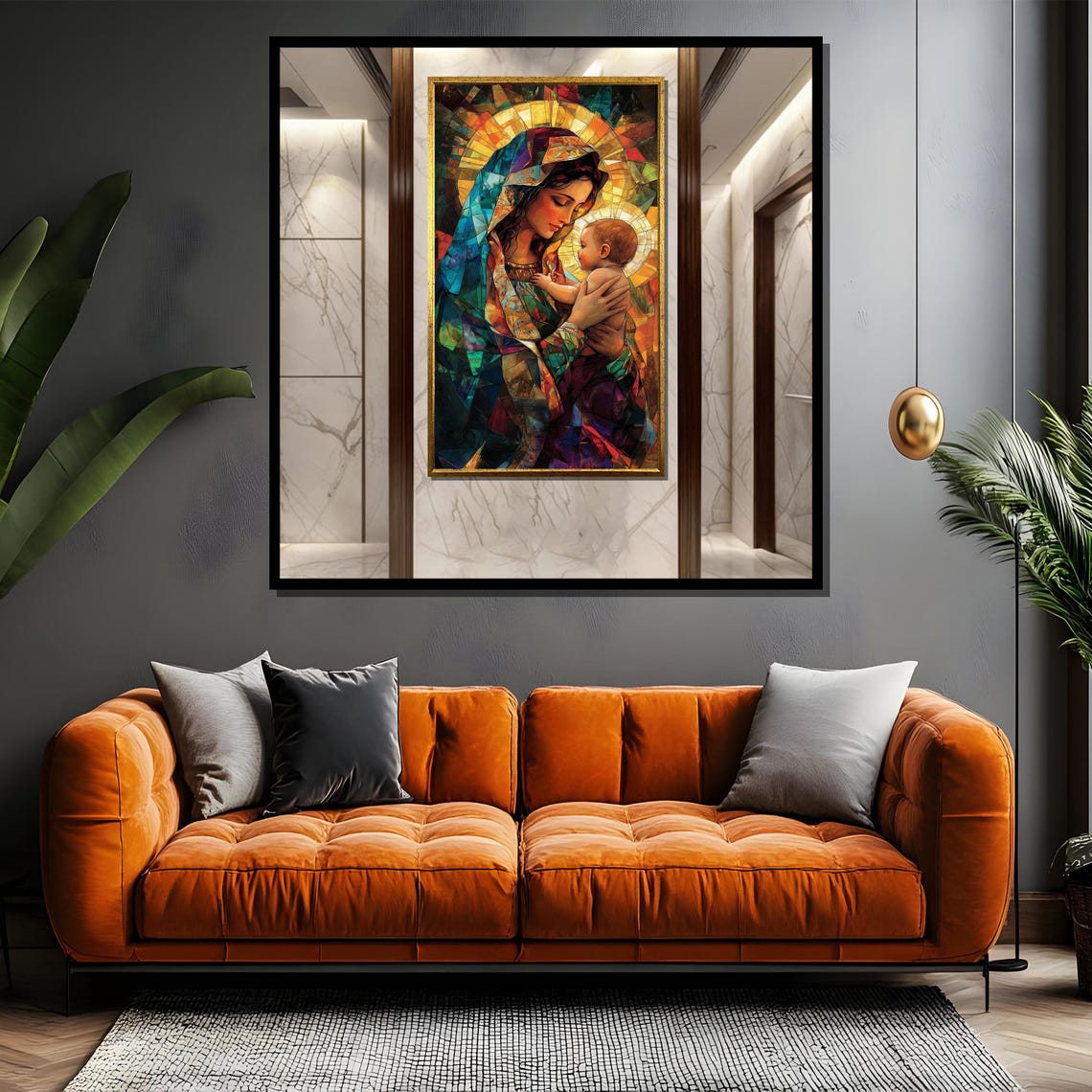 Radiance Of Motherly Love A Stained Glass Depiction Of Mary And Baby Jesus - Image 4