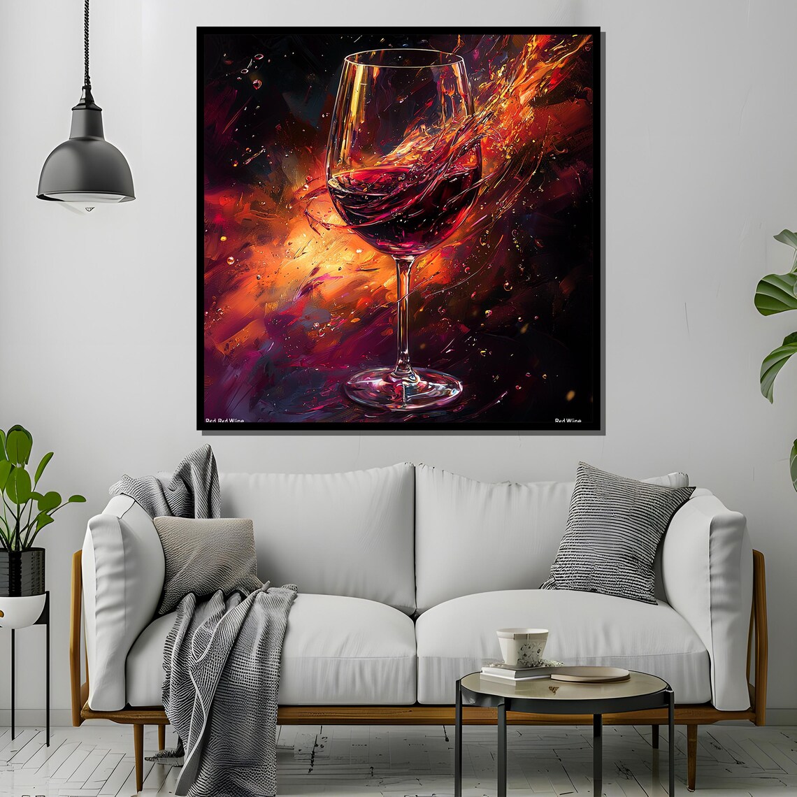Fiery Red Wine Glass Painting Abstract Expressionist Art Bold Vibrant Wall Decor Modern Wine Lover Gift Luxury Home Artwork - Image 4