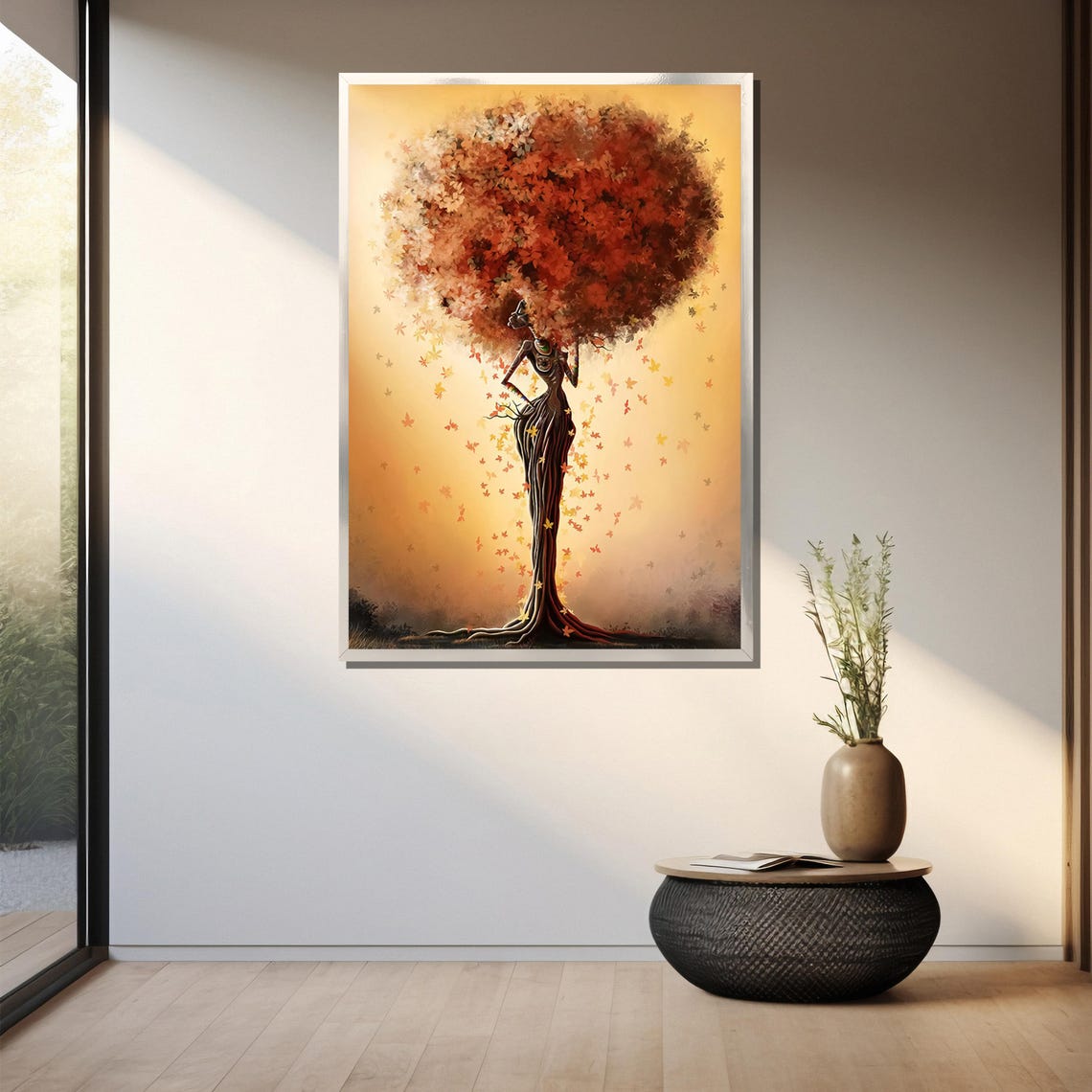 Enchanting Tree Woman Painting Autumnal Elegance And Nature Inspired Art Gift For Lovers Of Whimsical Beaut - Image 3