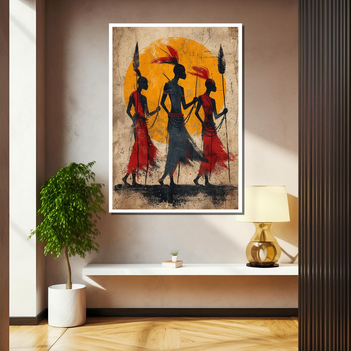 Painting Of Minimalist African Tribal Art Cultural Poster Gift For Ethnic Wall Dcor - Image 2