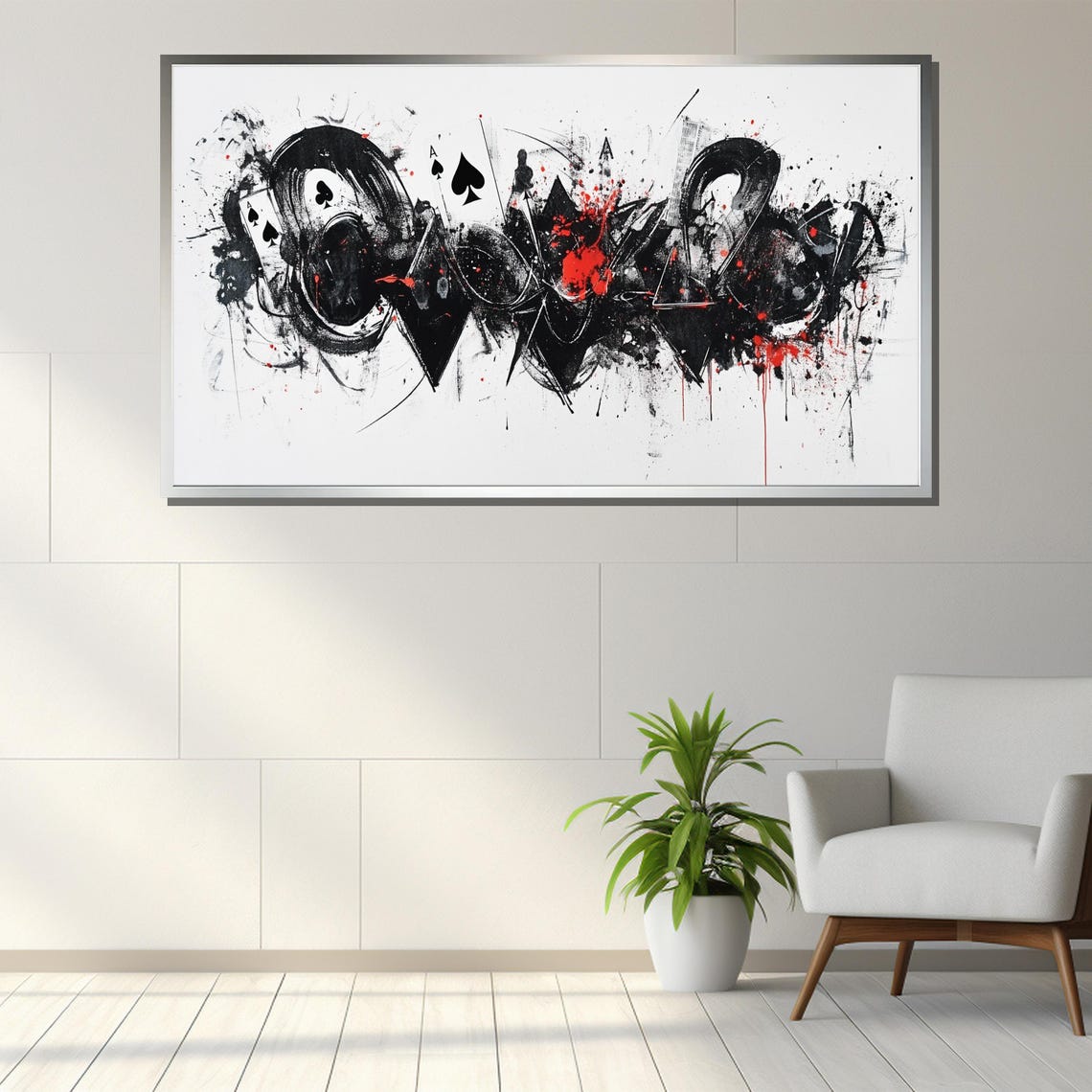Edgy Playing Card Abstract Painting Bold Art Gift For Modern Home Or Game Room Decor - Image 3