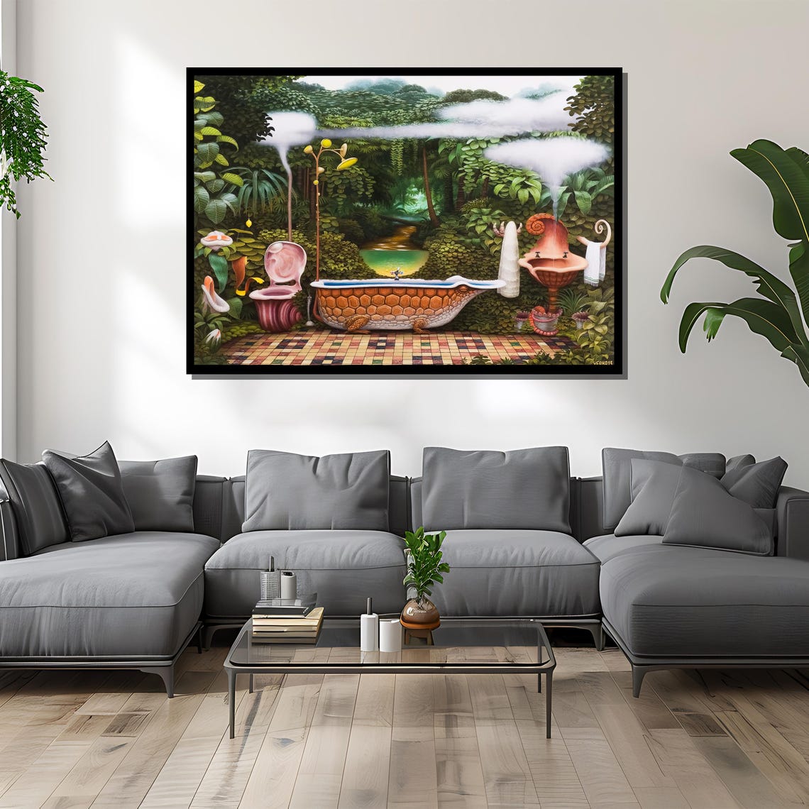 Surreal Jungle Bathroom Shell Fixtures Whimsical Nature Poster - Image 4