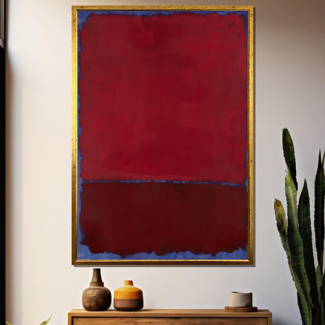 Rich Red Over Deep Burgundy Layers Minimalist Abstract Poster