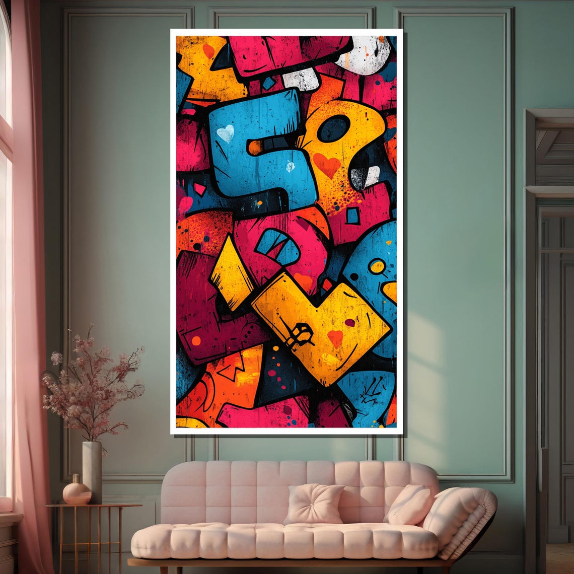 Graffiti Typography Letter Art in Pink Blue and Orange Street Poster - Image 2