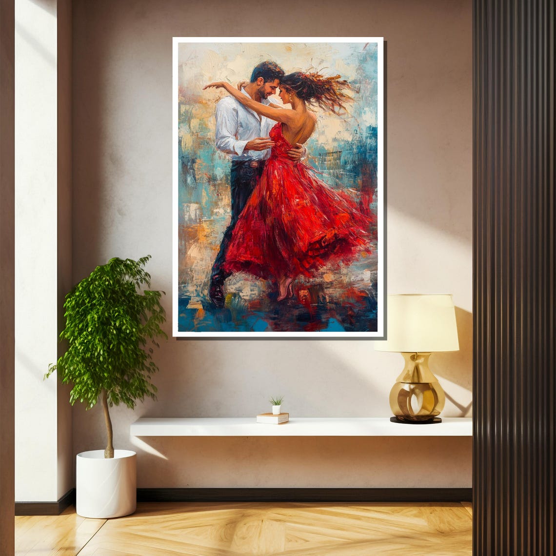 Fiery Flamenco Dance Painting Passionate Couple Dancing Vibrant Red Dress Art Unique Gift For Dance Lovers Romantic Wall Decor - Image 2