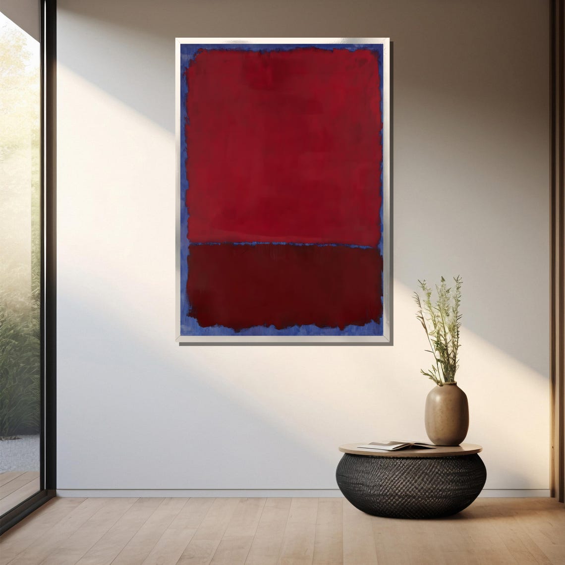 Rich Red Over Deep Burgundy Layers Minimalist Abstract Poster - Image 3