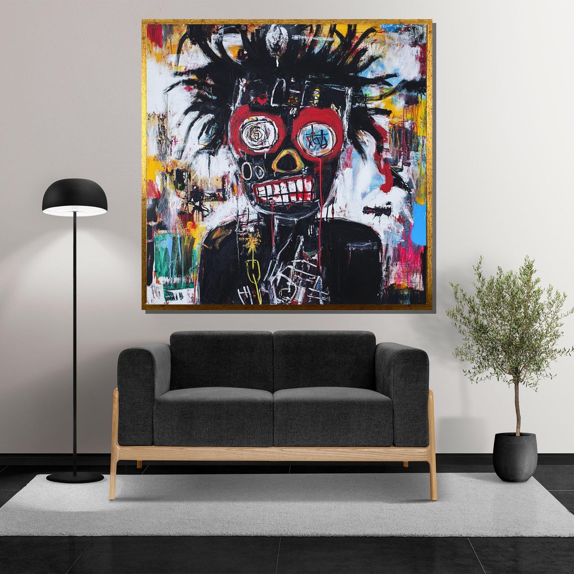 Jean Michel Basquiat Style Painting Abstract Expressionist Graffiti Art Neo Expressionism Skull Wall Art Urban Street Art Poster - Image 5