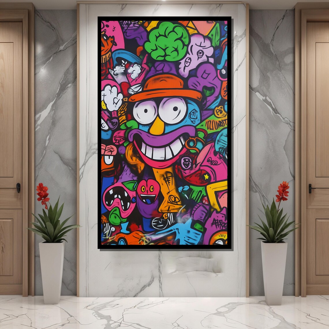 Grinning Cartoon Character Colorful Graffiti Street Art Poster - Image 4