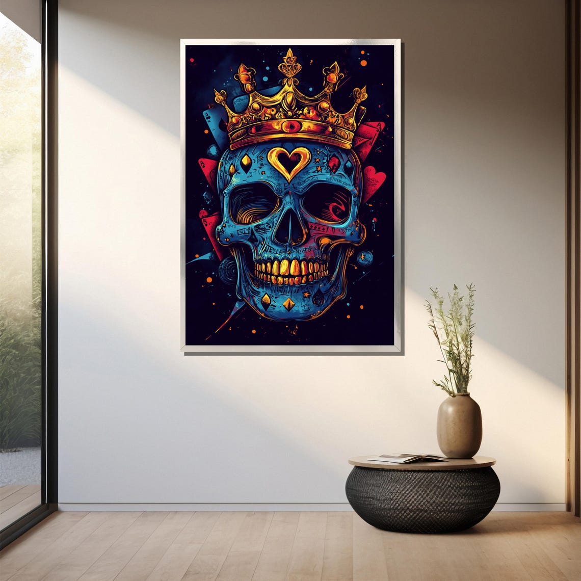 Skull With Crown Painting Gothic Pop Art Wall Decor Dark Royalty Graffiti Artwork Edgy Street Style Unique Gift - Image 3