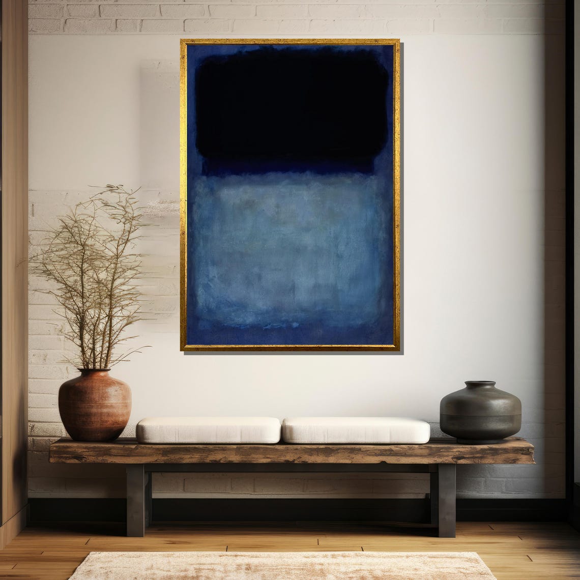 Rothko-Inspired Deep Blue and Black Color Field Abstract Art Poster - Image 5