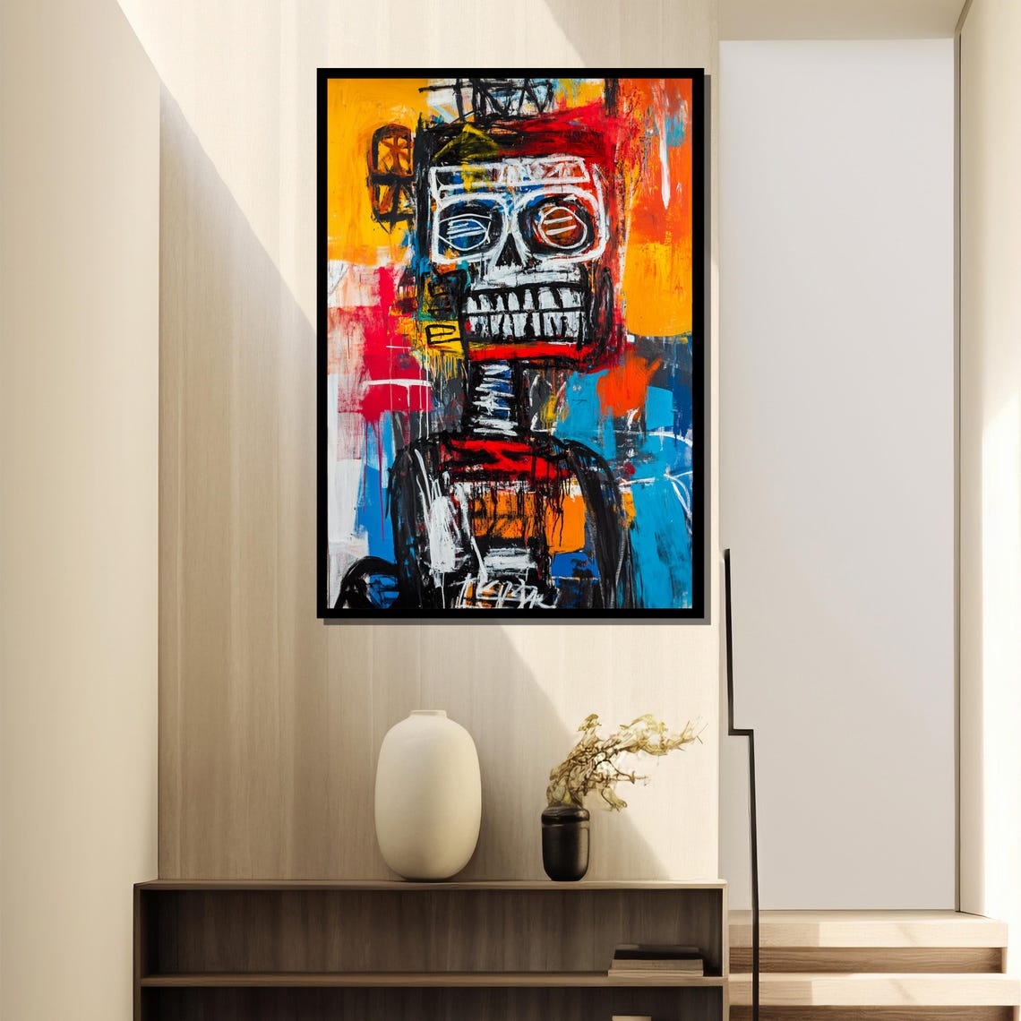 Basquiat Inspired Skull Painting Abstract Expressionist Art Graffiti Street Art Print Bold Urban Wall Decor Modern Statement Gift - Image 4