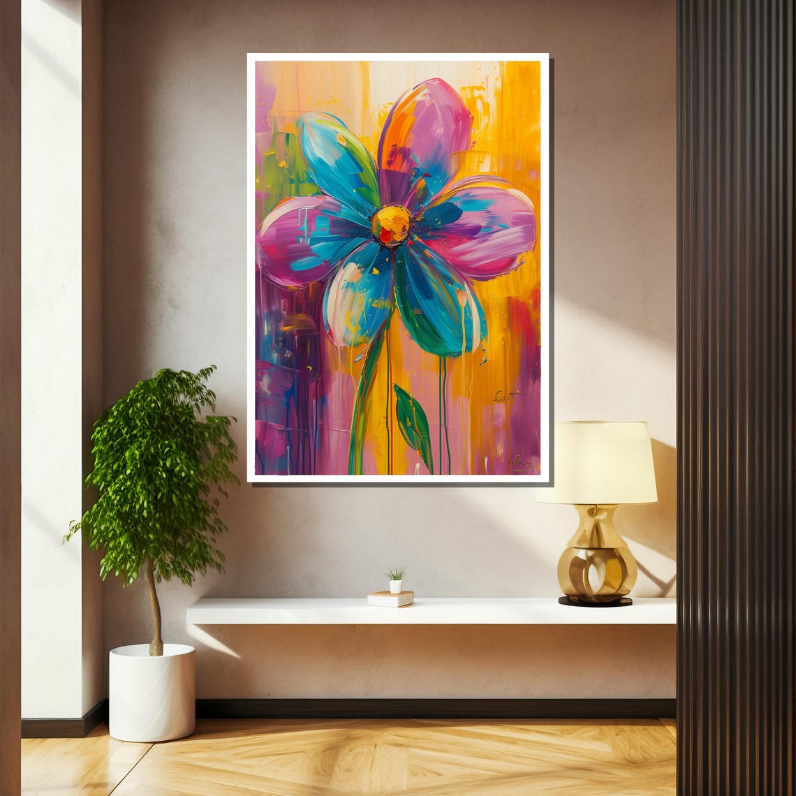 Vibrant Harmony Abstract Floral Painting Gift For Bold And Colorful Spaces - Image 2