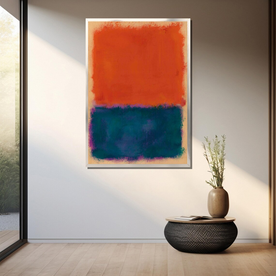 Mark Rothko Inspired Painting Deep Orange And Teal Abstract Art For Contemporary Decor Perfect Artistic Gift - Image 3
