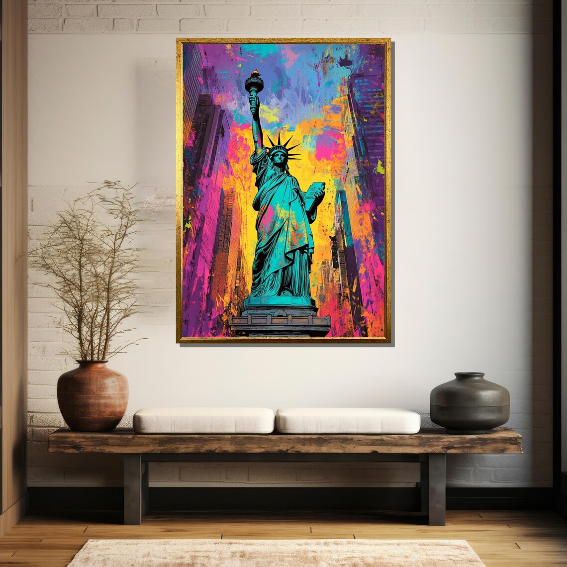 Neon Pop Art Statue Of Liberty Rising Above The NYC Skyline Poster - Image 5