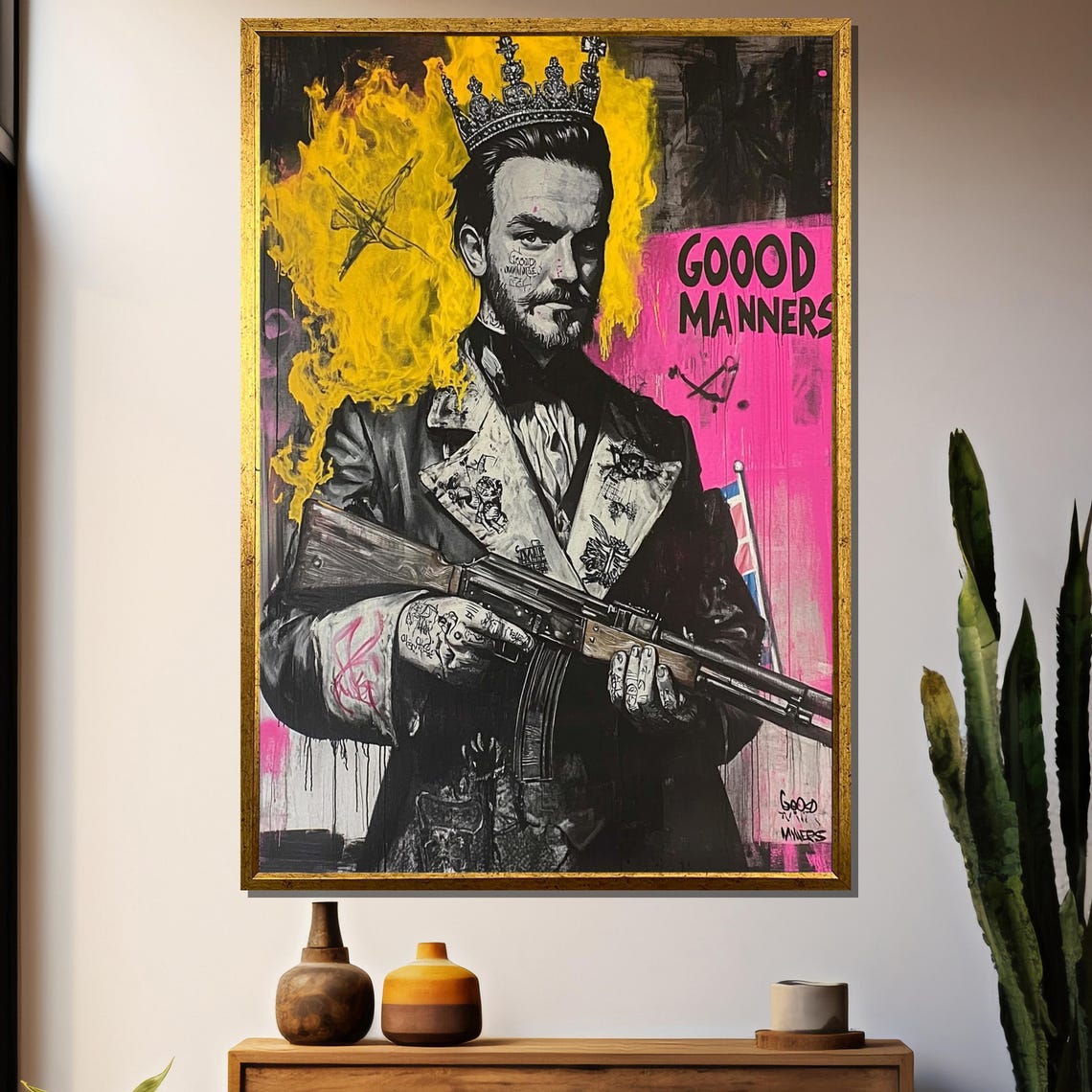 Graffiti King Painting Urban Pop Art Street Art Wall Decor Modern Royalty Artwork Bold Contemporary Gift