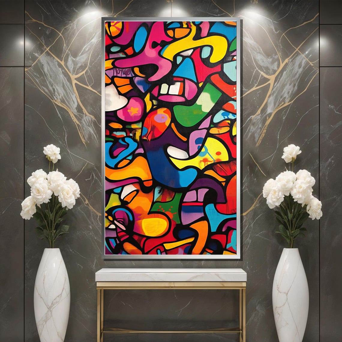 Colorful Abstract Graffiti Painting Vibrant Urban Street Art Modern Pop Art Wall Decor Contemporary Bold Artwork Unique Gift Idea - Image 3
